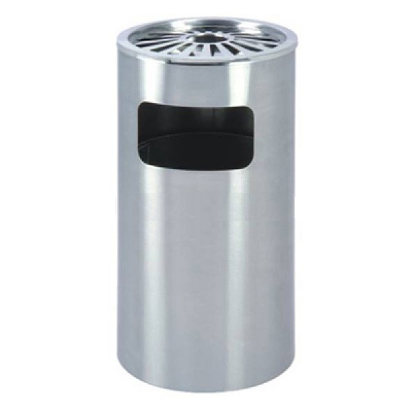 Thùng rác inox tròn có gạt tàn