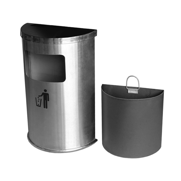 Thùng rác inox bán nguyệt trắng